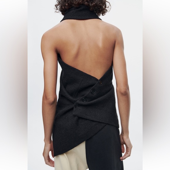 ZARA BLACK BUTTONED ZW WOOL TOP LIMITED EDITION SZ XS/S - Picture 8 of 13